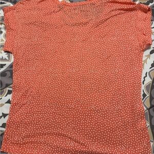 LOFT Coral Red Polka Dot Short Sleeve Tee